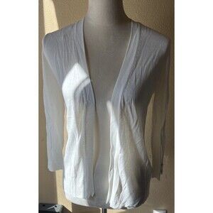 Cyrus Women’s White Knit V-Neck Button Lightweight Cardigan 3/4 Sleeve XS